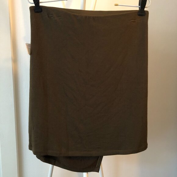VINCE OLIVE DRAPE FRONT JERSEY KNIT SKIRT M NWT - Picture 7 of 7